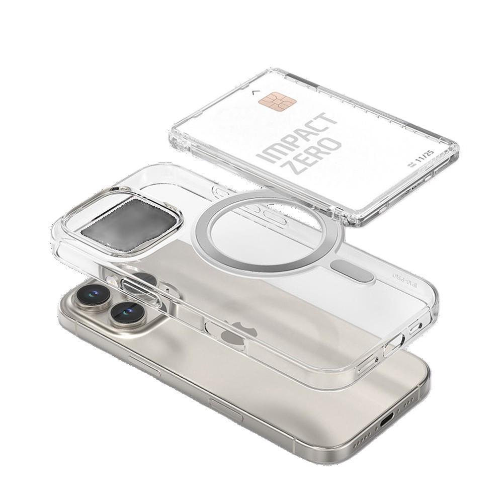 Universal Magnetic Phone Card Holder: Transparent Detachable Sleeve for Apple 17PM