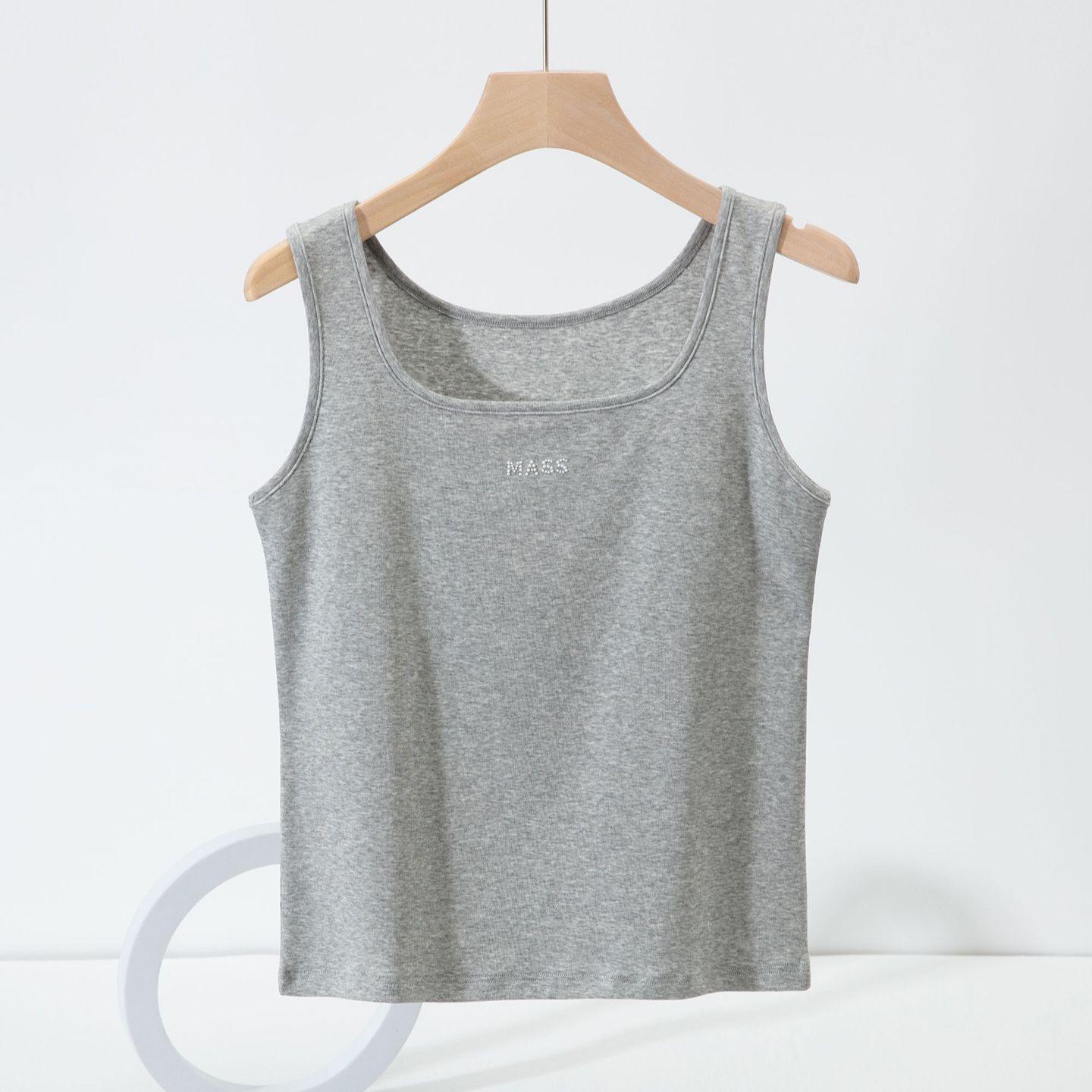 Lyocell Cotton Square Neck Sleeveless Knit Vest for Spring/Summer One Size