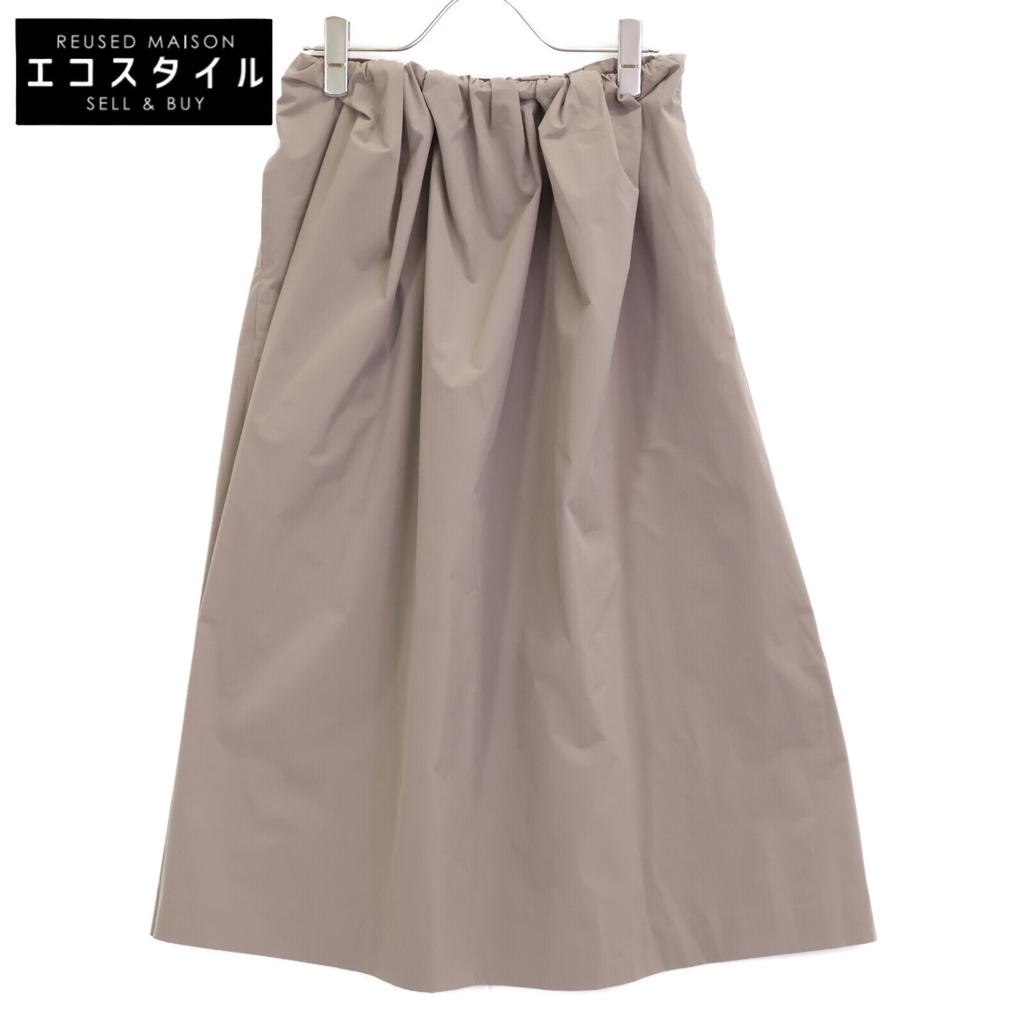 BALLSEY Beige Stretch Taffeta Random Tuck Long Skirt Skirt 36 greigeUsed