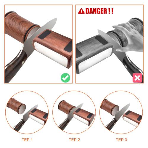 Rolling Knife Sharpener, Removable Rolling Knife Sharpening System with 15- and 20-Degree Magnetic Knife Sharpening Supports, Brown