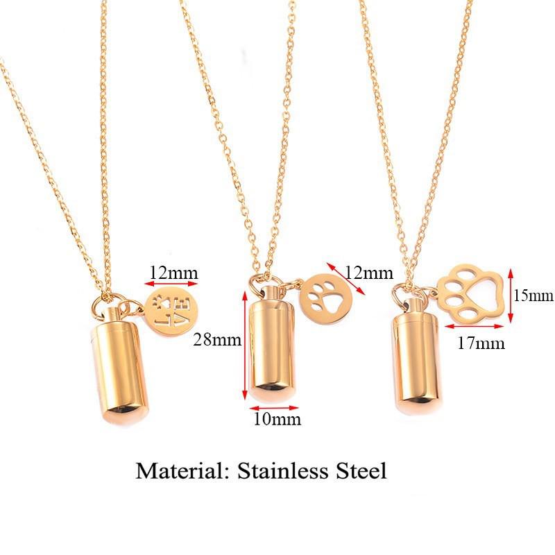 Gold & Silver Electroplated Stainless Steel Pet Cremation Pendant Necklace.