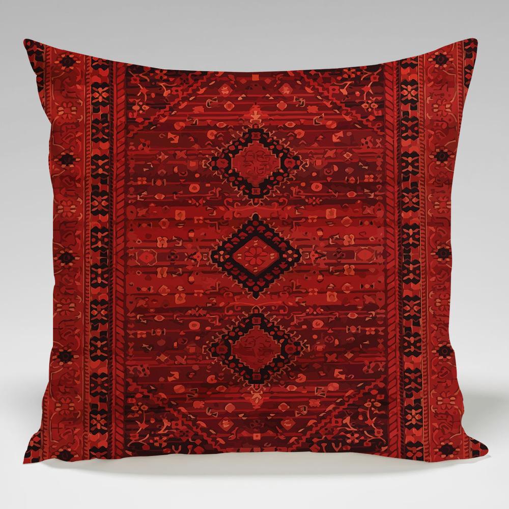 Retro Persian Geometric Patterns Throw Pillow Cover With Short Plush Print For Living Room Sofa Decoration Cushion Cover