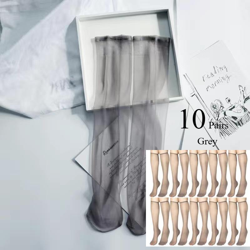 Summer Ultra-Thin Invisible Thigh-High Socks Nude Seamless Mid-Calf Short Socks For Women Anti-Snag Sheer Stockings 1-30 Pairs