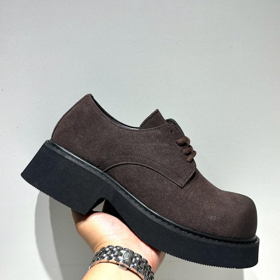 Men's 2025 Spring Genuine Leather Casual Shoes - Breathable Big Toe, Thick Sole, Low-Top Martin Boots