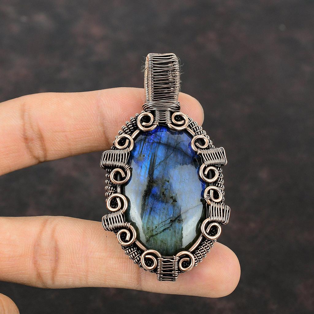 Labradorite Pendant Copper Wire Wrapped Pendant Handmade Wire Wrap Jewelry Genuine Gemstone Pendant Amazing Copper Jewelry Pendant For Gifts