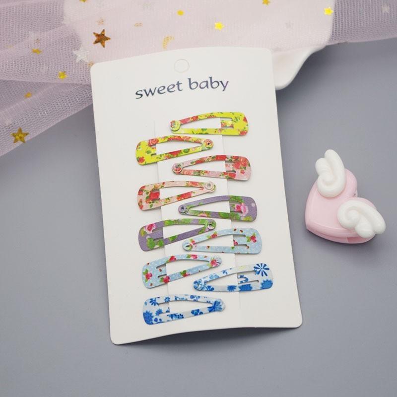 10 PCS New Lovely Cartoon Heart Type Metal Candy Color Girls Hairpins Hair Clip Kids Headwear Children Accessories Baby BB Clips