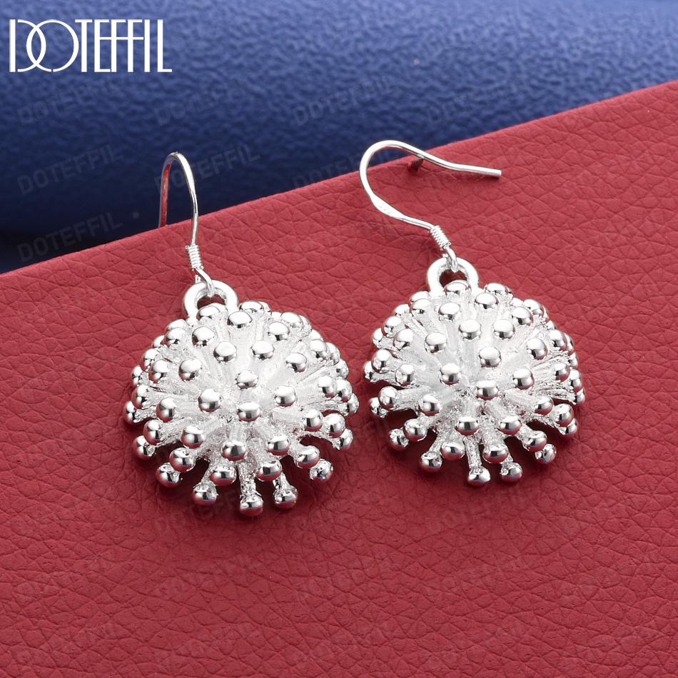 

925 Sterling Silver Firework Pendant Earrings Fashion Wedding Jewelry 1.40*1.40cm