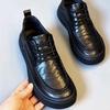 Men's Genuine Leather Derby Shoes Round Toe Lace-Up Comfortable Soft Sole Casual Sneakers Slip-Resistant Breathable Oxfords