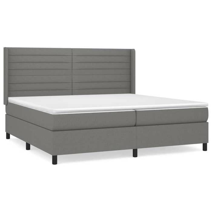 3131538 vidaXL Divan Bed with Mattress Dark Grey 200x200cm Fabric