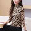 Autumn Women's Leopard Print Turtleneck Top Casual Slim Fit Long Sleeve Bottoming Shirt