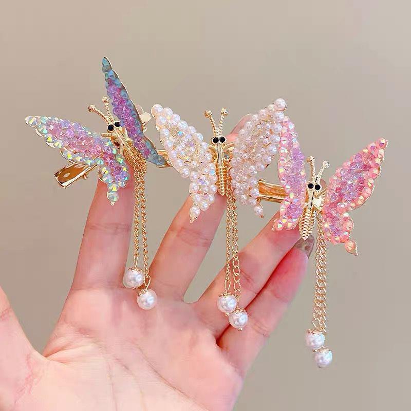 Cute Moving Butterfly Hairpin Girls Tassel Barrettes Hair Accessories Shaking Move Wing Top Clip Bangs Clip Jewelry