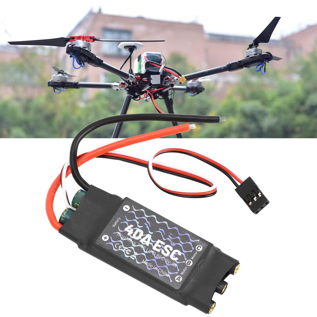 Brushless ESC 40A Black Brushless ESC for RC Fixed Wing Aircraft Short Cable Version Without Plug