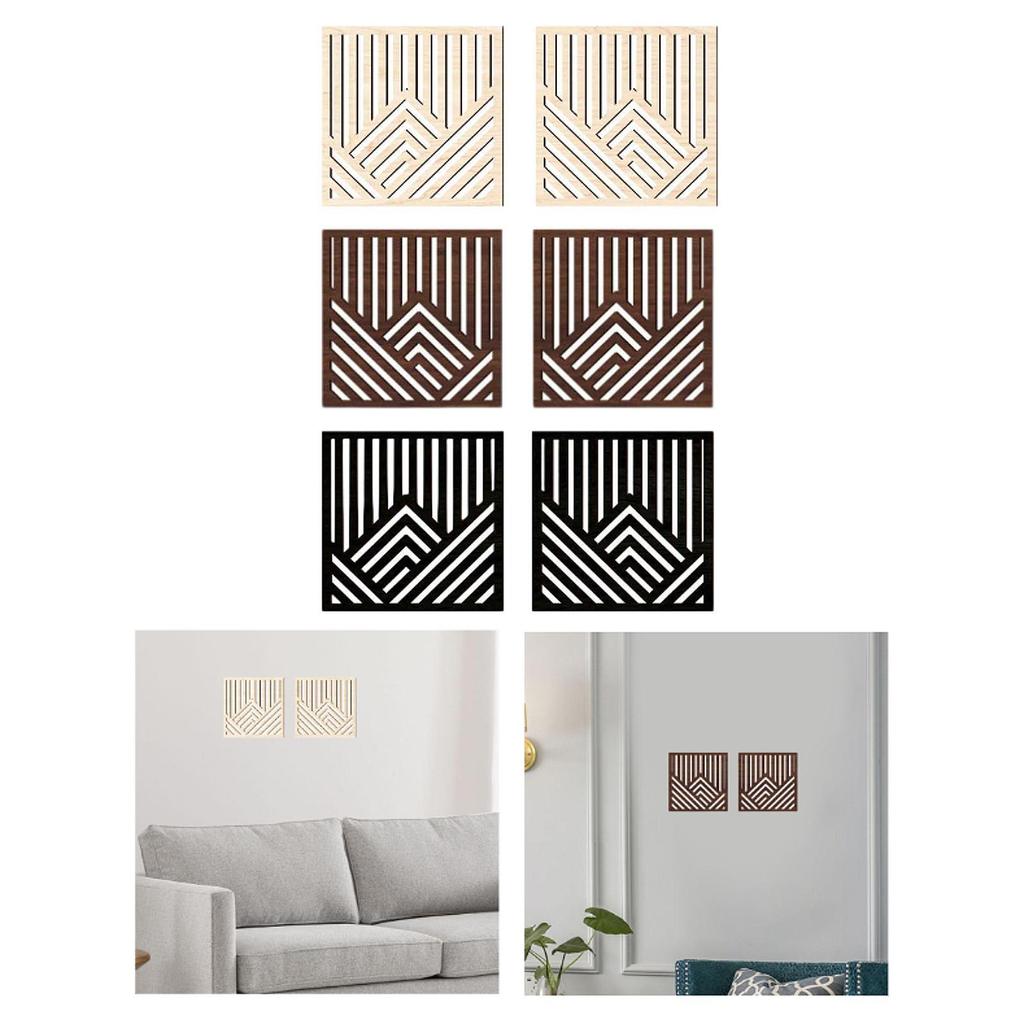 2x Wooden Wall Art Decor Wall Decoration Stylish Wall Sculptures Geometric Ornament for Living Room Bedroom Farmhouse Kitchen