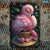 Metal Flamingo Wall Art Vintage Pink Flamingo  Roses Decorative Plaque SpanishInspired Bird Sign for Home Office Gift