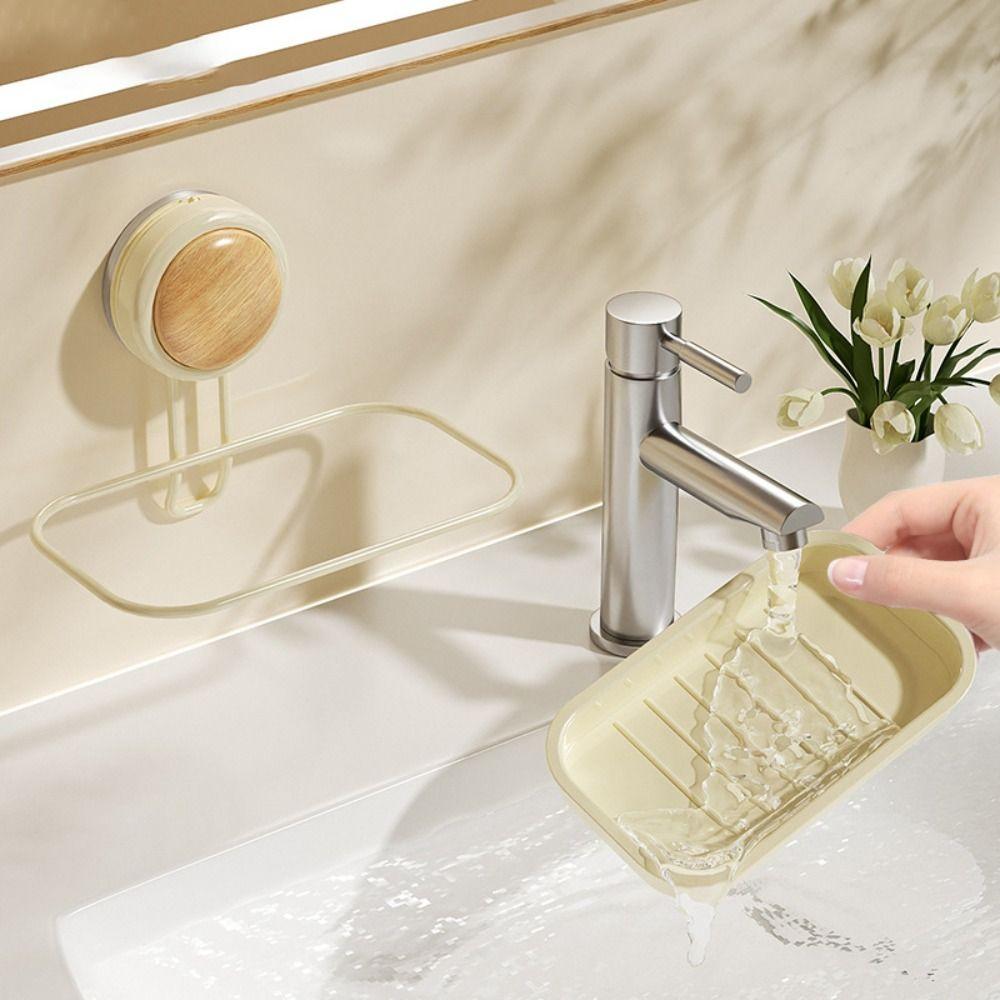 Self-draining Soap Bar Holder Wall Mounted Soap Box Suction Cup Soap Dish  for Bathroom Kitchen