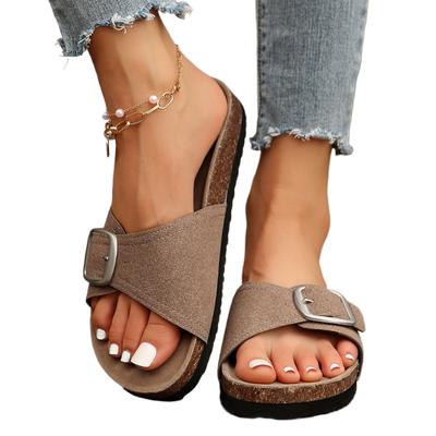 Damen Hausschuhe 2024 Europäisch Amerikanisch Sommer Rutschfest Nadel Schnalle Zehentrenner Große Größe 35-43 Damen Sandalen Damen Flache Schuhe