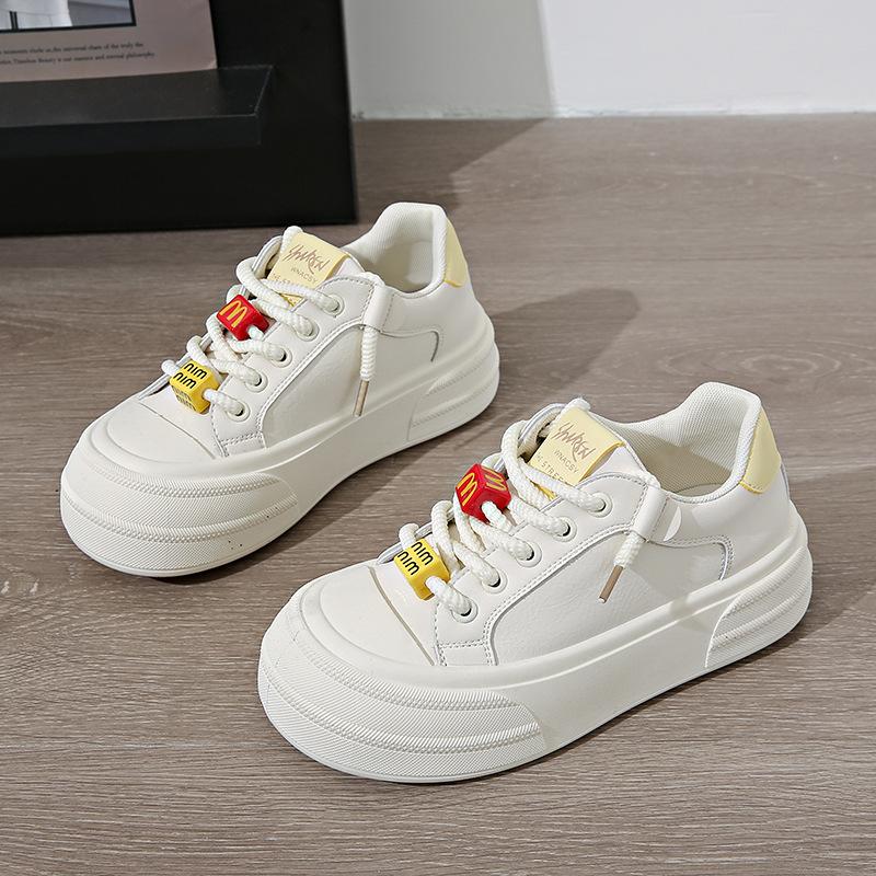 

Маленькие белые туфли женские весна 2025 большая голова обувь-хлеб универсальная платформа спортивная и повседневная обувь на доске увеличивают рост и комфорт 40 жёлтый