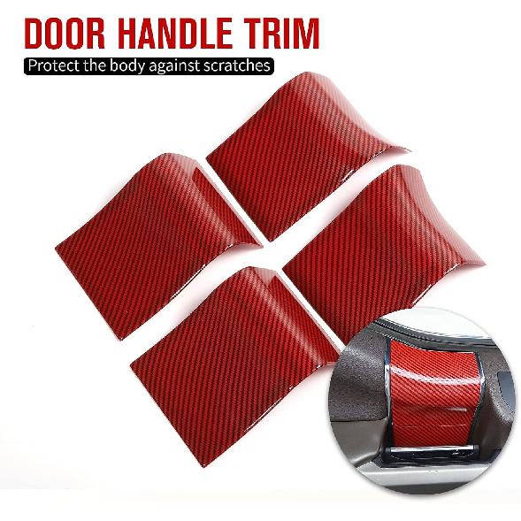 

JeCar 4PCS Red Carbon Fiber Interior Door Handle Panel Trim Cover for 2015-2020 Ford F150 Interior Accessories