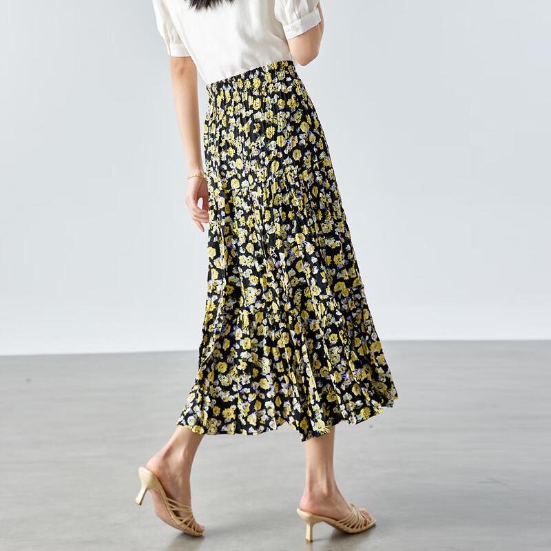 CARBAMMI Floral A-Linien Midi-Rock