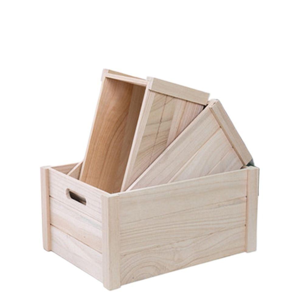 Handcrafted Storage Boxes Handle Storage Container Wood Nesting Storage Crates Office