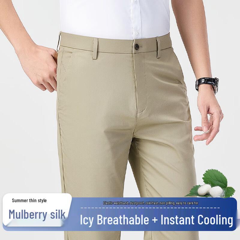 

Men s Summer Silk Blend Business Casual Pants 40