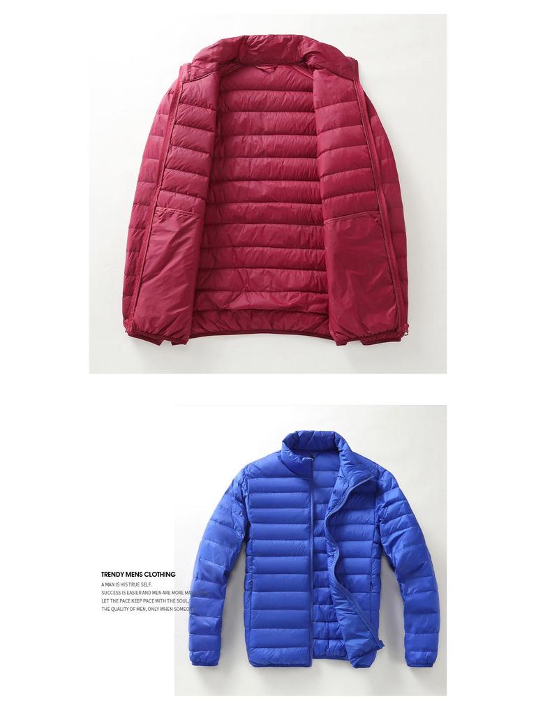 Men's Short Winter Down Jacket - 90% White Duck Down, Lightweight, Warm, Plus Size Available