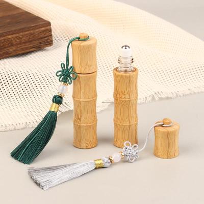 Sticlă Roll-On Bambus 10 ml Tub Gol Bilă cu Role din Oțel Sticle Reîncărcabile cu Ciucure Recipiente Manuale pentru Parfum DIY Luciu de Buze