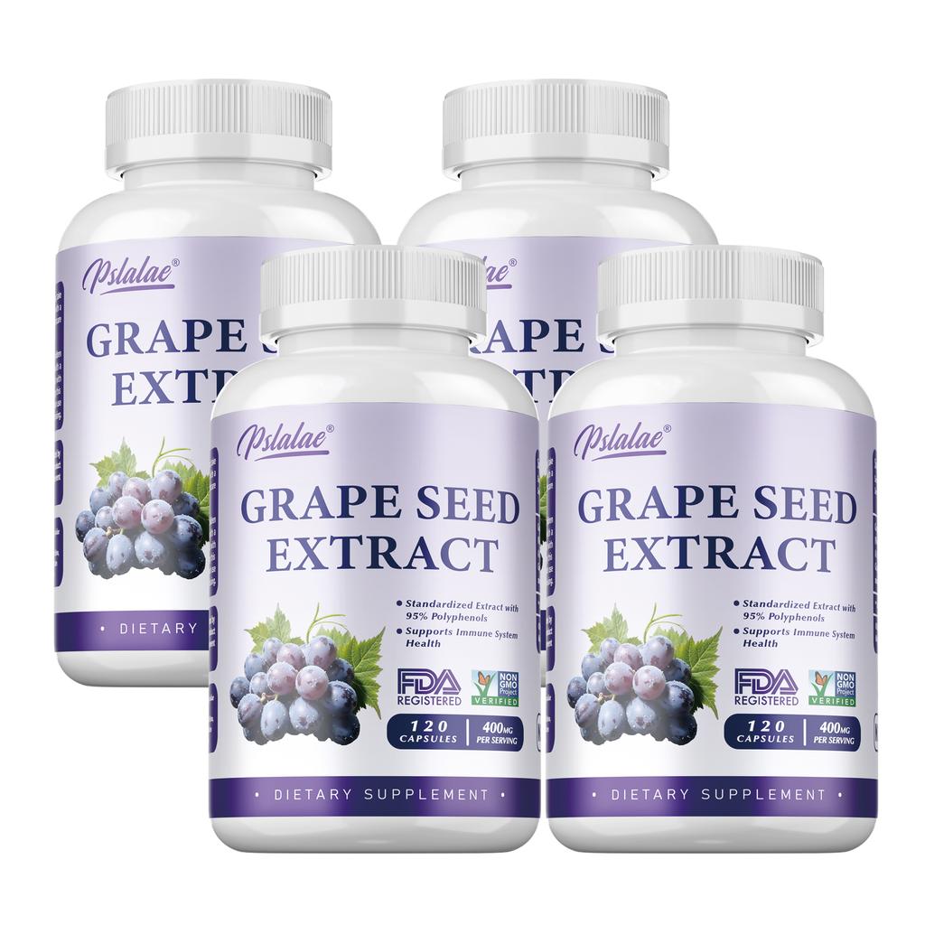 Pslalae Druivenpitextract Capsules, Rijk aan Polyfenolen, 400 mg Druivenpitextract Per Portie, Geschikt voor Volwassenen