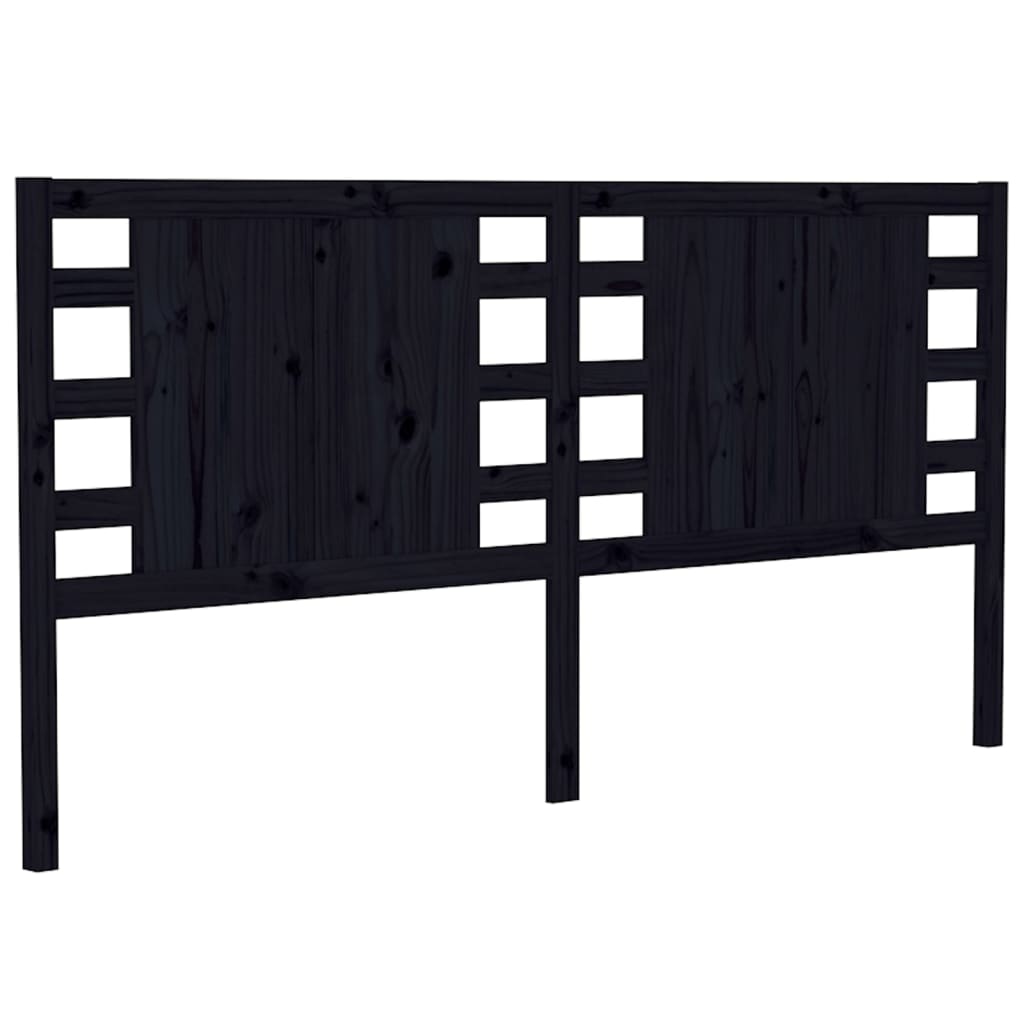 Headboard In Black 126 X 4 X 100 Cm Solid Pine Wood