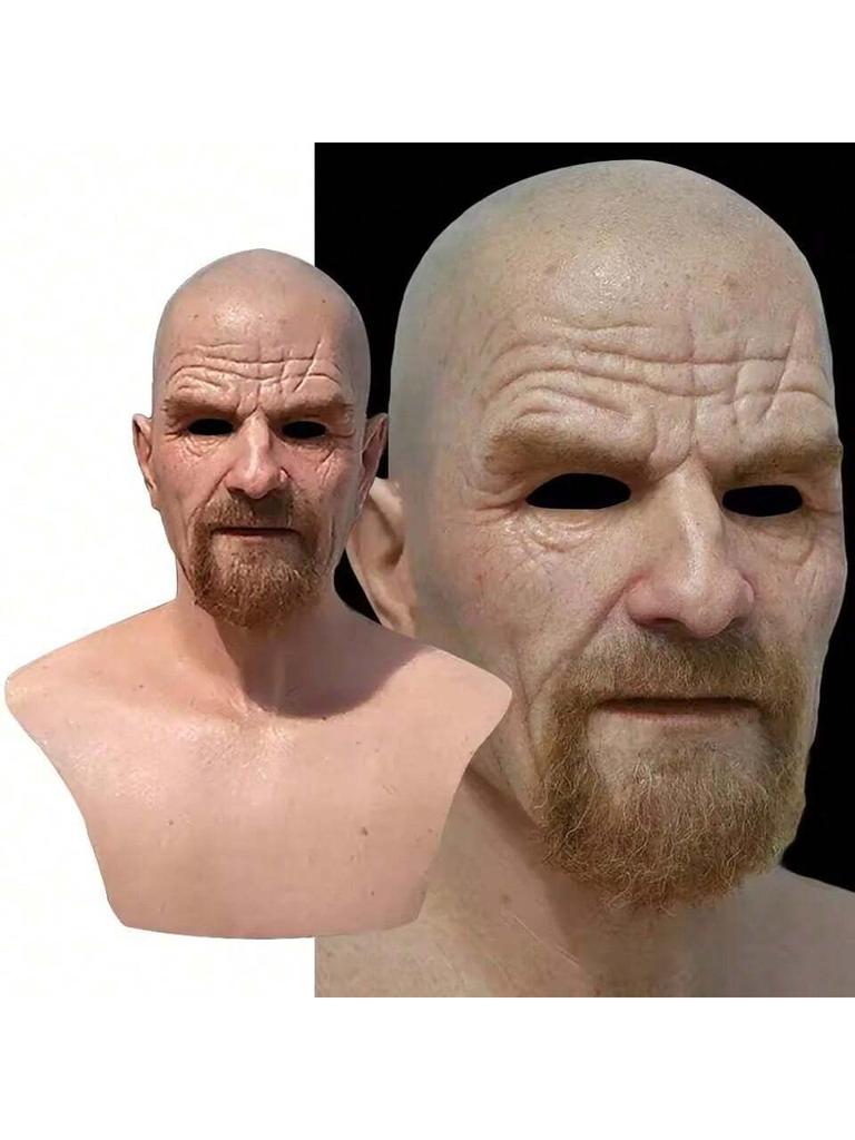 Realistic Bald Old Man Mask Breaking Bad Walter White Mask Heisenberg Latex Mask Adult Halloween Cosplay Party Masquerade Props