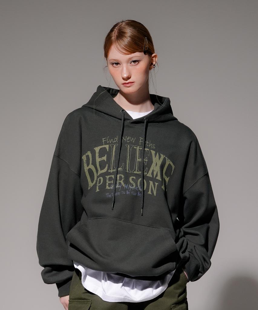 Believe Heavy Cotton Hoodie Deep Grey Kmhd6830