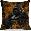 1pc Vintage Royal Gorilla Theme Double-Sided Print Throw Pillow Cover, 45.72x45.72cm, Polyester, Machine Washable, Zipper Closure - Ideal for Sofa, Be