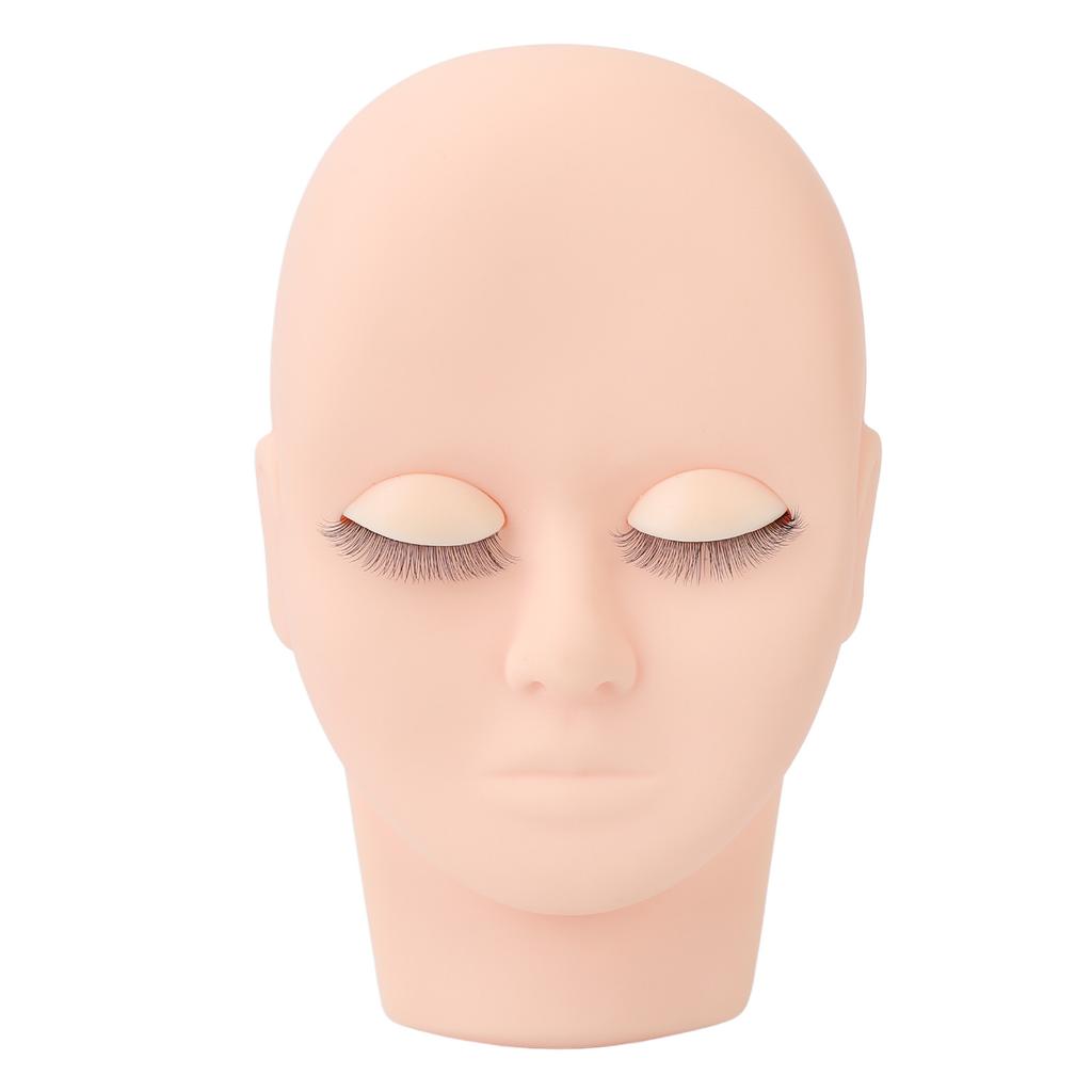 Lash Mannequin Head Makeup Eyelash Extension Practice Doll Head with 3 Pairs Removable Eyelids Double Layer Lashes