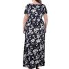 Plus Size Women Casual O-Neck Summer Short Sleeve Print Loose Pocket Long Dress