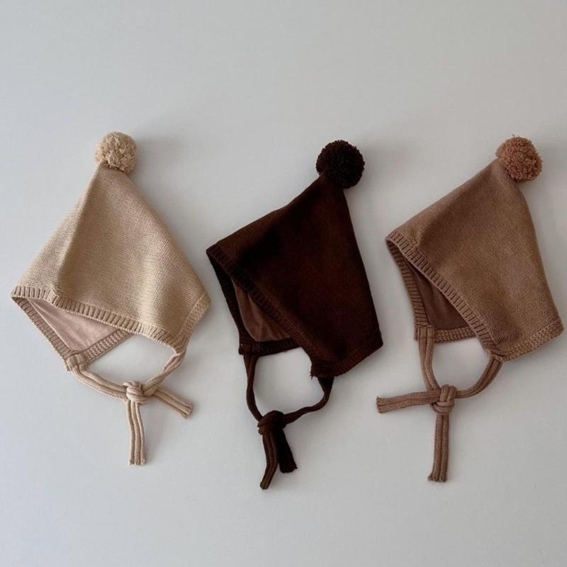 Cappellino da Neonato a Palla di Pelo Lavorato a Maglia Cartone Animato Pompon Protezione per le Orecchie del Neonato Cappellino Invernale Caldo per Bambini Ragazzi Ragazze Berretti