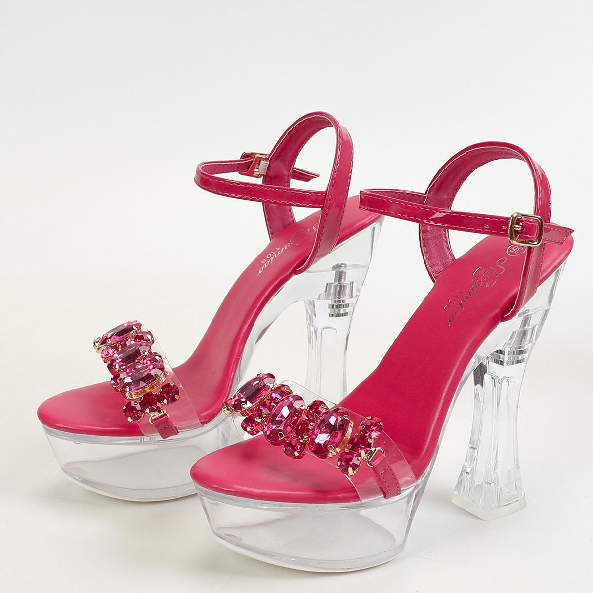 Высокие каблуки на блочном каблуке со стразами для ночного клуба — фото 19