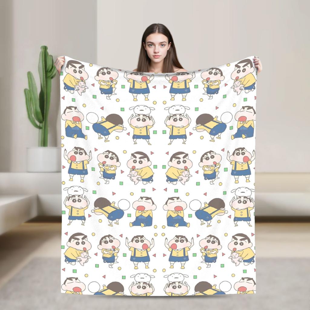 Crayon Shin chan Cartoon Decke Flanell Frühling Herbst Multifunktion Super Weich Überwurfdecken für Sofa Auto Bettwäsche Überwürfe