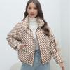 Womens Oversized Plaid Puffer Coat Warm Cotton Padded Jacket Loose Fit Street Style Winter Outerwear