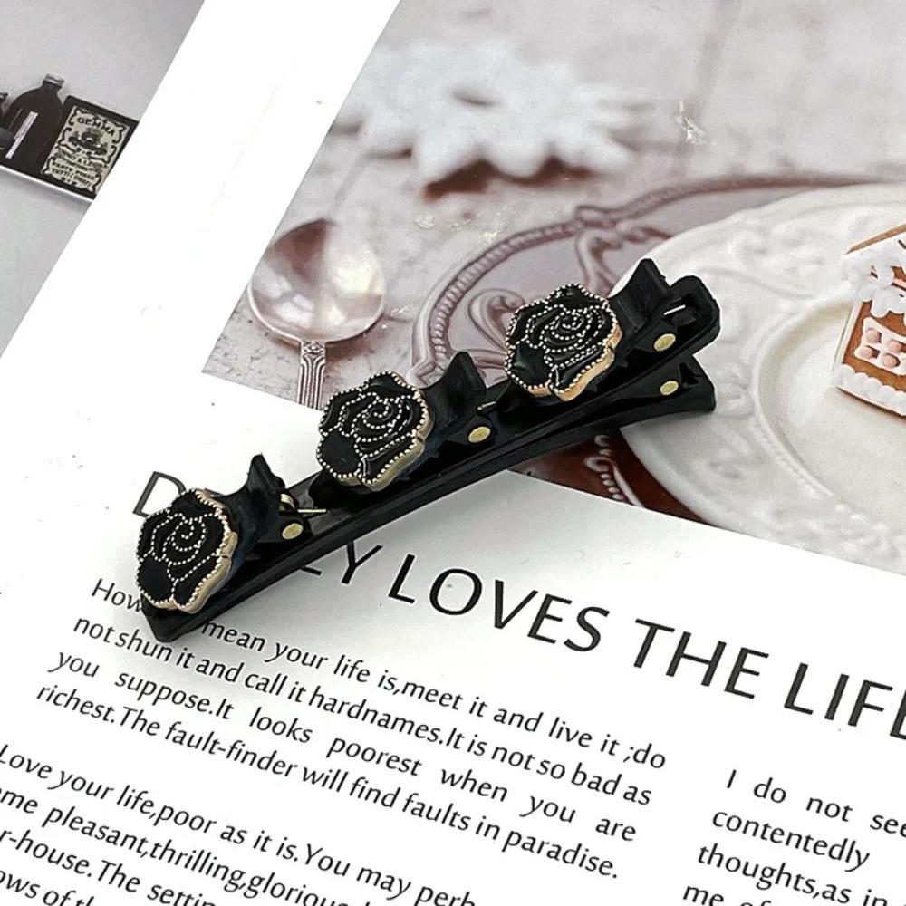 Double Layer Braided Hair Clip Vintage Rhinestone Faux Pearl BlackHairpin Barrette Elegant Hair Accessories Styling Tool Braider
