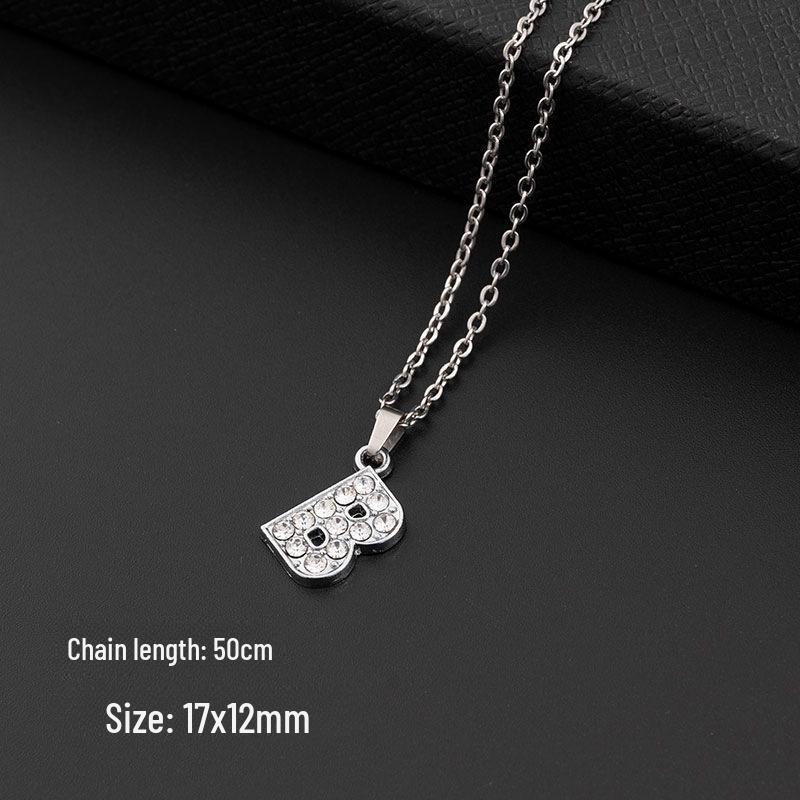 European & American Diamond Letter Pendant Necklace for Women - Stainless Steel Jewelry