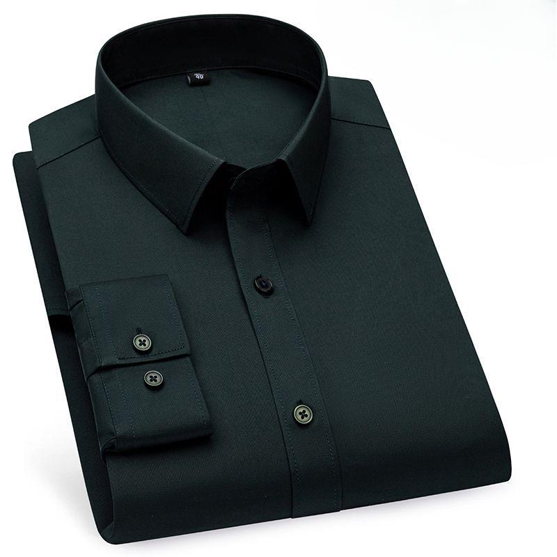 Men's Summer Mulberry Silk Shirt: Solid Color, Non-Iron Long-Sleeve, Anti-Wrinkle Style for Business Casual & Professional Wear
