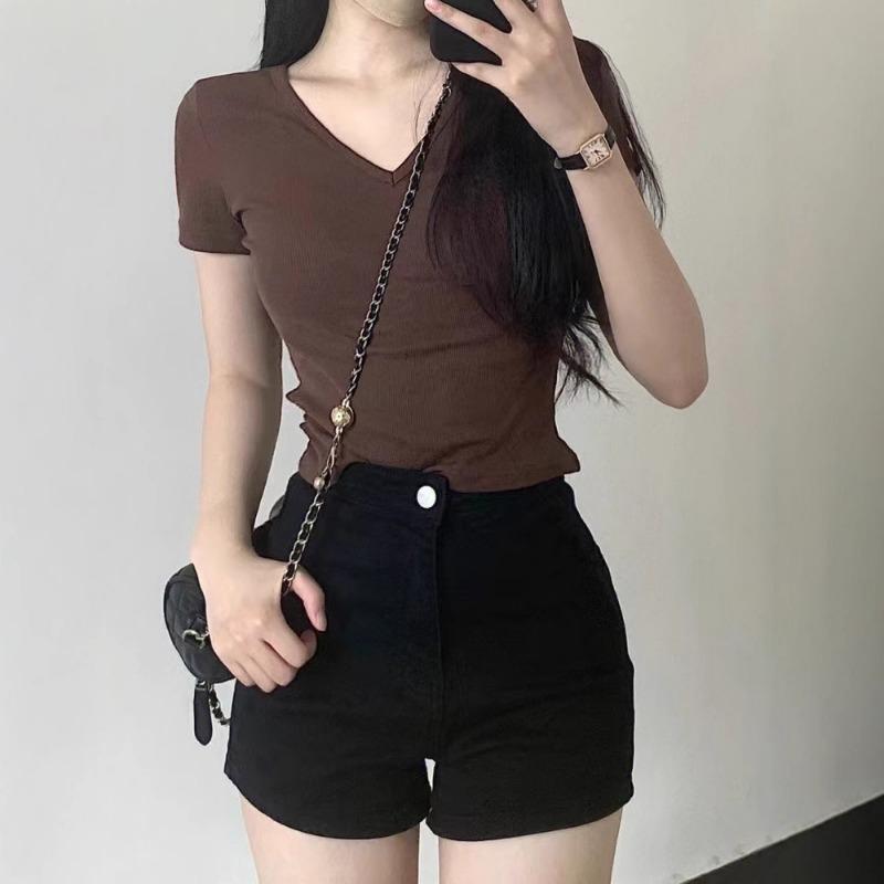 Pantaloni scurți din denim cu talie înaltă pentru femei, de vară, pentru slăbit, cu bumbac, linie A, pantaloni scurți hot pentru femei, pantaloni scurți casual