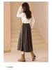 Hepburn Style A-Line Matte PU Leather Skirt: Retro Mid-Length, Elastic Waist, Large Swing, Autumn/Winter
