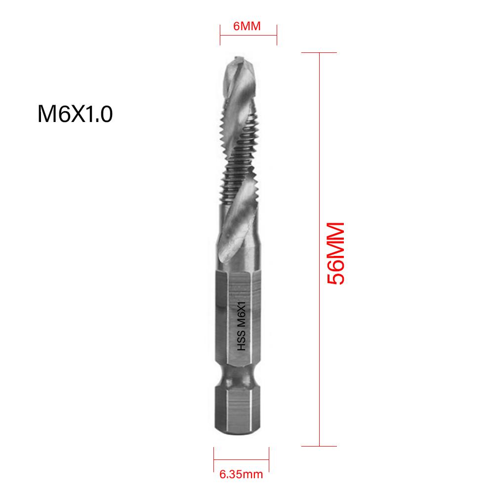 1/6Pcs Tap Drill Bit Set Hex Shank Titanium Plated HSS Screw Thread Bit Screw Machine Compound Tap M3 M4 M5 M6 M8 M10 Hand Tools
