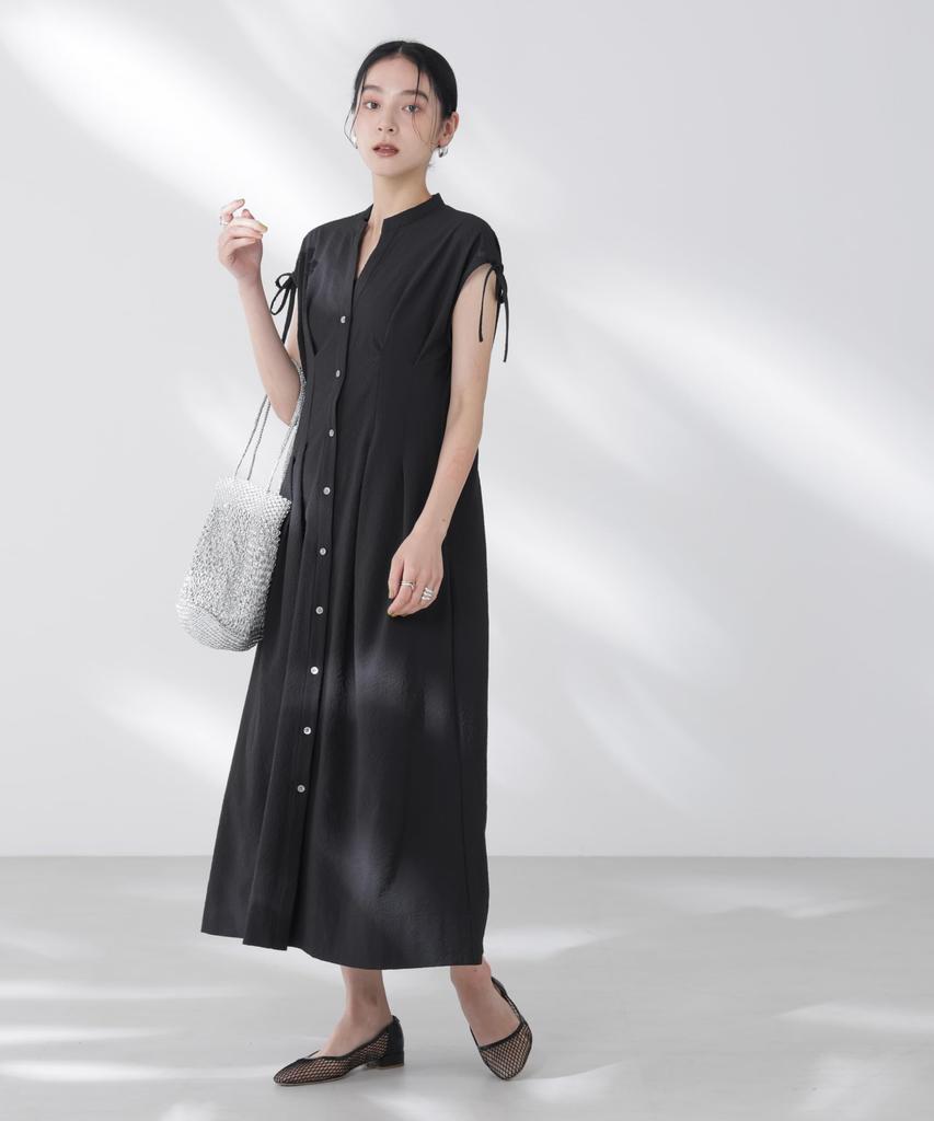 Nano Universe Ribbon Drawstring Soccer Shirt F Women's Dress, 010, Black, 669-5219318