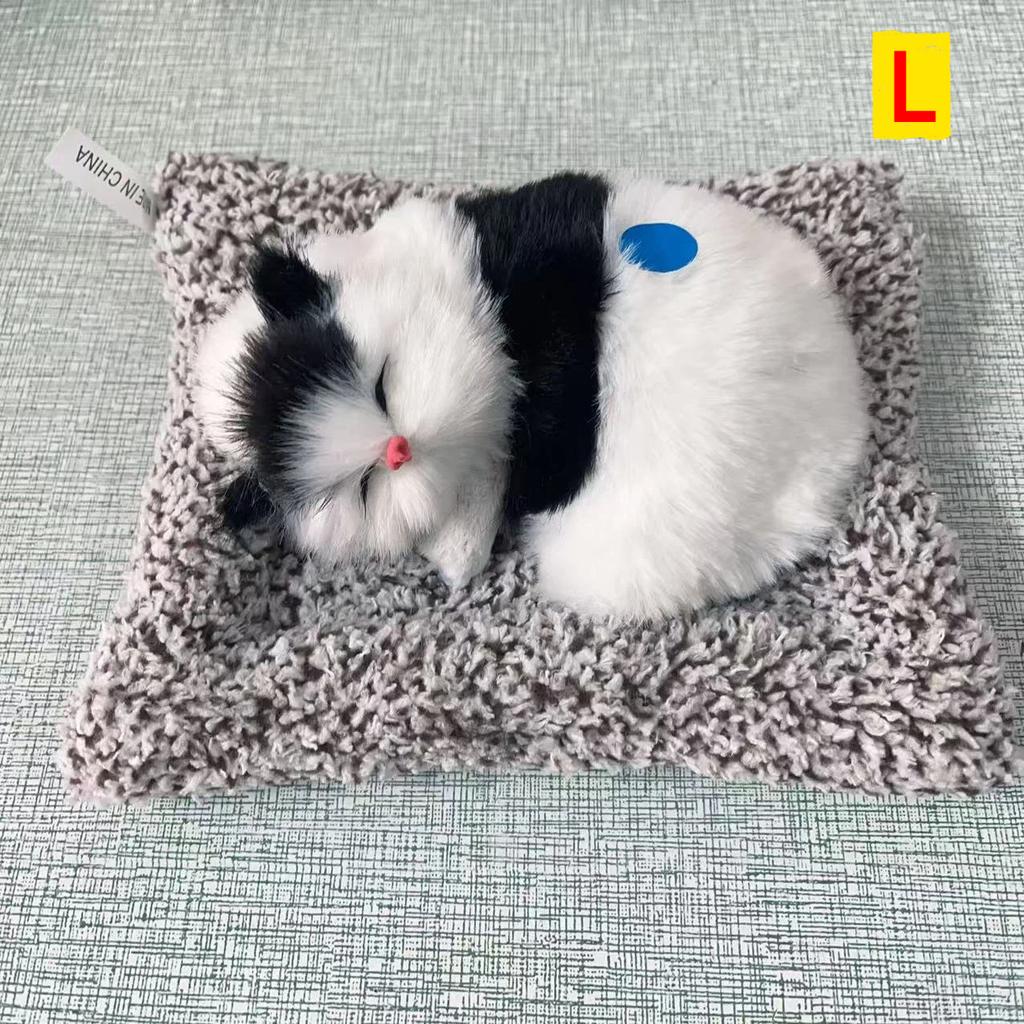 Simulated Cat Ornament With Built-in Activated Carbon Purifying Air Cute Doll Car Decor Sleeping Cat Figurine Press To Sound