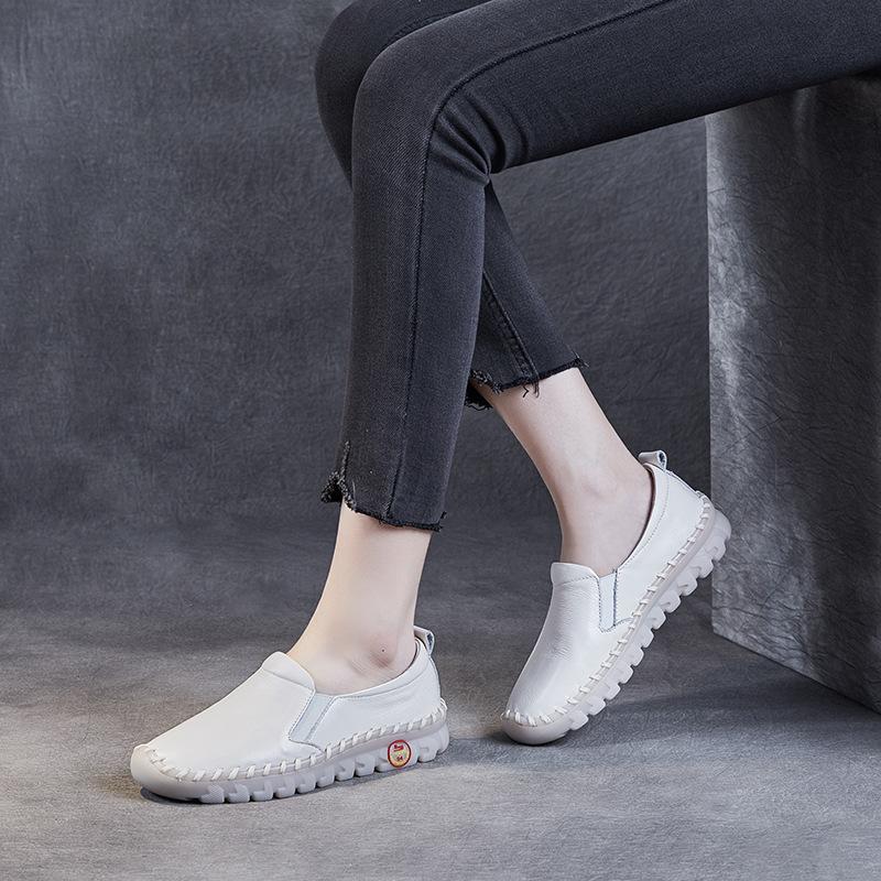 2025 Summer New Product Hand-sewn Mother Maternity Shoes Soft Sole Soft Surface First Layer Cowhide One Pedal Casual Shoes