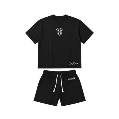 DRIPX Summer New Embroidered Casual Shorts Straight Through Loose Shorts Printed Round Neck T-shirt Set