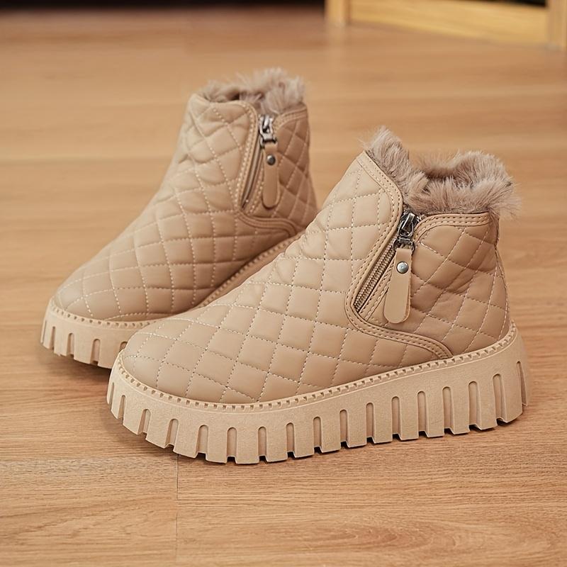 Women's Winter Boots, Zip-Up Round-Toe Casual Women Ankle Boots