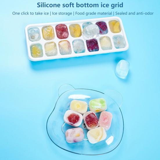 Silicone Refrigerator Ice Cube Trays with Lid BPA Free Large Square Ice Cube Tray Easy Release Stackable Ice Tray